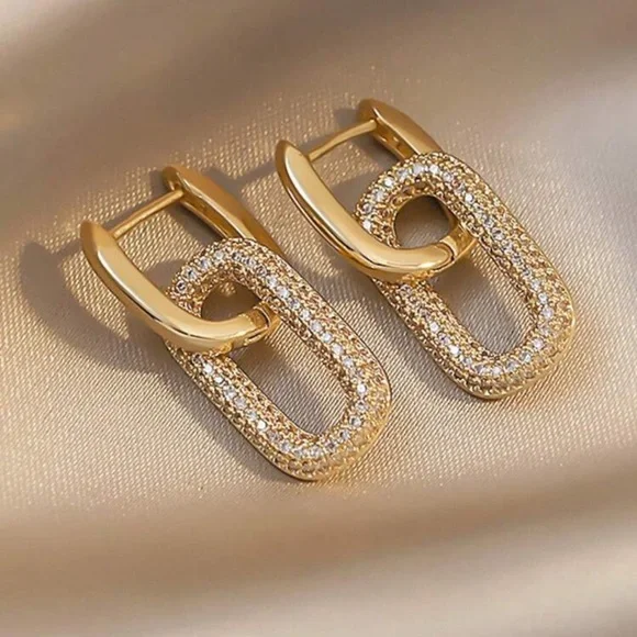 💛 Chain Link Hoop Earrings - Picture 1 of 4